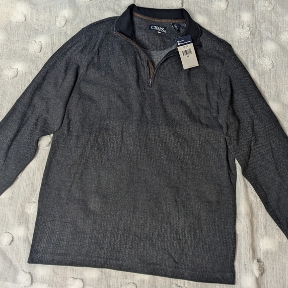 Chaps Men's Quarter Zip Mock Neck Sweater Size M NWT MSRP $50 - Picture 2 of 5
